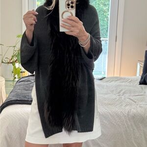 Black Faux Fur Trim Cardigan